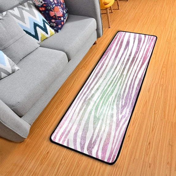 Dreamtimes Zebra Tiger Glitter Colorful Hallway Runner Rug 2'x6' Kitchen Rug with Rubber Backing Non Slip Entryway Rug Runner Washable Soft Area Rug for Hallway Bedroom Kitchen Decor