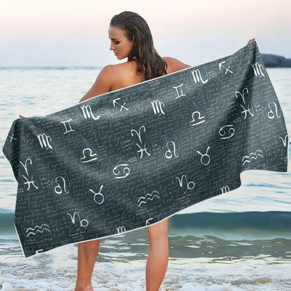 Dreamtimes Zodiac Signs Beach Towel Quick Dry Absorbent Bath Towels Sandproof Lightweight Towel for Gym Yoga Sports Swimming 31x71in