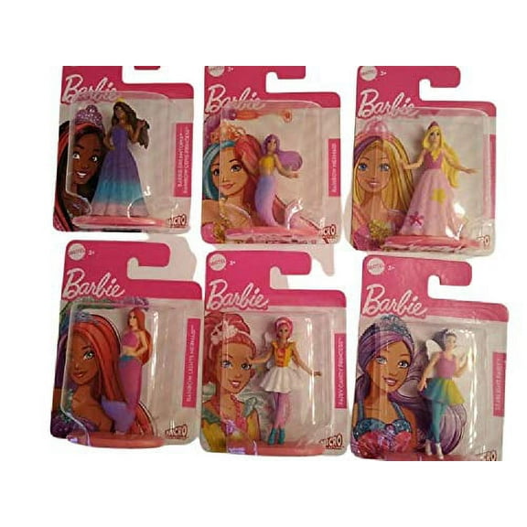 Dreamtopia Cake Topper Bundle of 6 Barbie figures Fairy micro collection Party Supplies Childrens Cake Decorations bundle