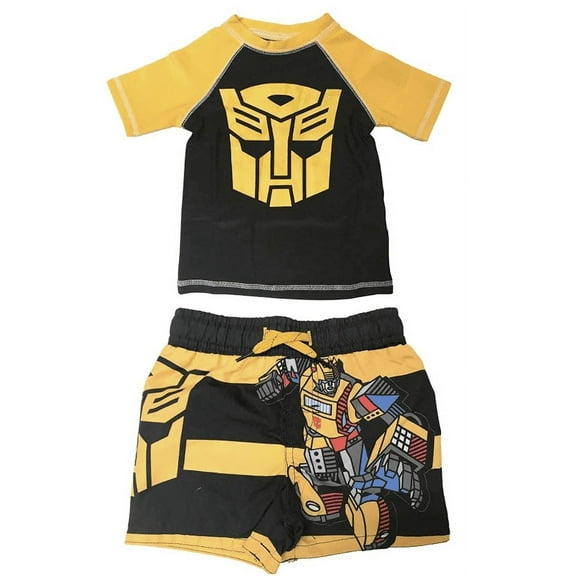 Dreamwave Toddler Boys 3T Transformers Rash Guard Swim Trunks and Swim Shirt 2-Piece Set with UPF 50+ UV Protection