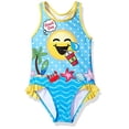 thumbnail image 1 of Dreamwave Girls Toddler Emojination Swimsuit Sky Blue 2T, 1 of 2