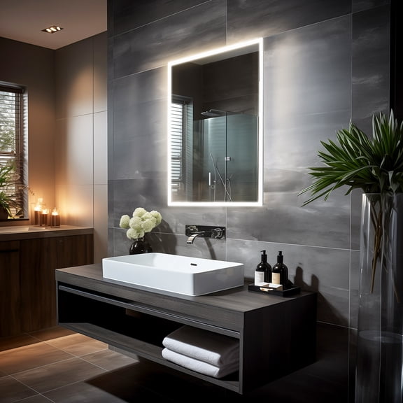 Dreamwerks 24" W x 32" H Frameless LED Mirror with Integrated Touch Switch