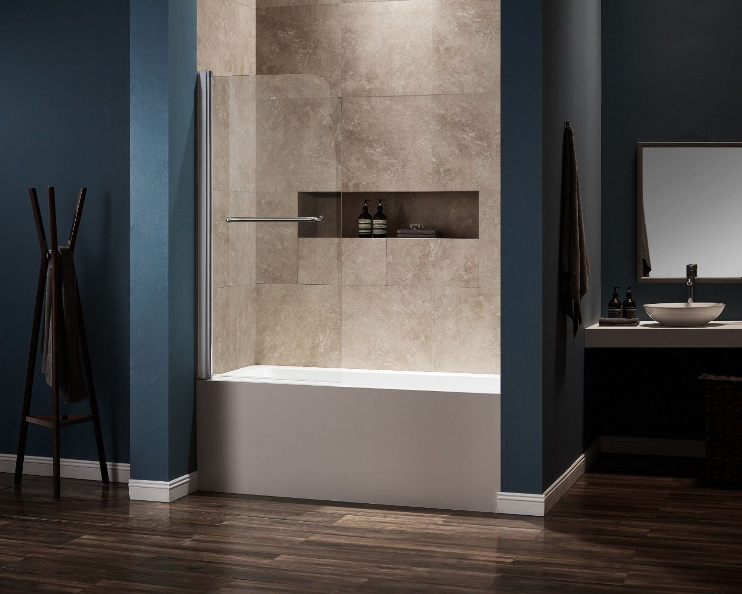 30'' W x 59'' H Frameless Clear Tempered Glass Tub Door with Chrome Finish