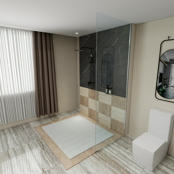 Dreamwerks 32 in. x 79 in. Frameless Shower Door, 8 mm Thick Clear Glass