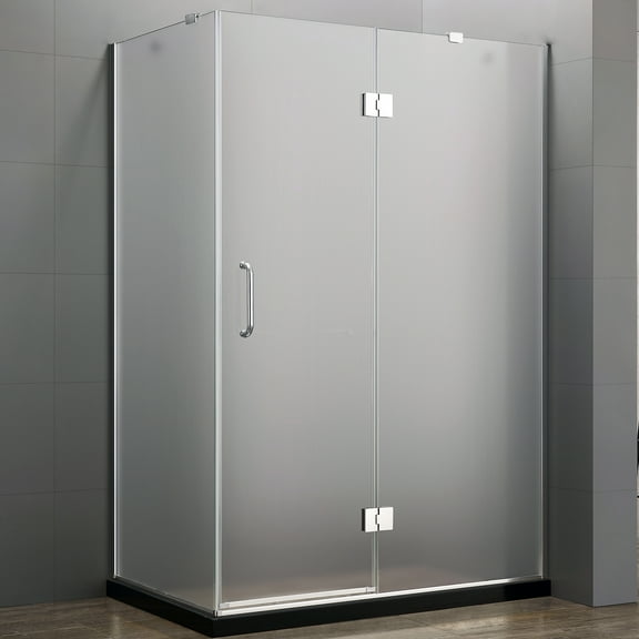 Dreamwerks 35 in. D x 47 in. W x 79 in. H Frameless 3-Piece Hinged Shower Enclosure with Frosted Glass