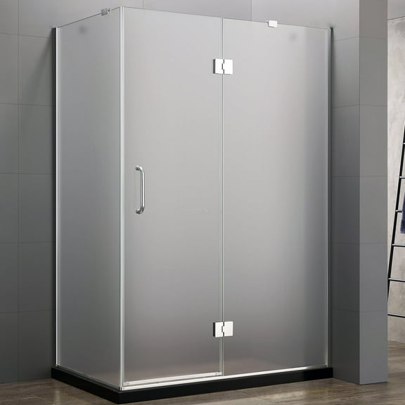 Dreamwerks 32 in. D x 47 in. W x 79 in. H Frameless 3-Piece Hinged Shower Enclosure with Frosted Glass