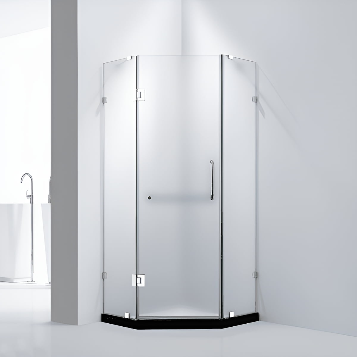 Dreamwerks 36'' x 79'' Frameless Frosted Glass Shower Door with Chrome Hardware