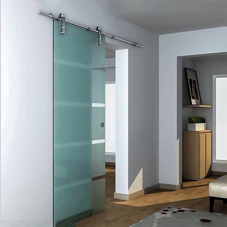 Dreamwerks 40 in. W X 79 in. H Sliding Glass Door with SS Pulley in Chrome