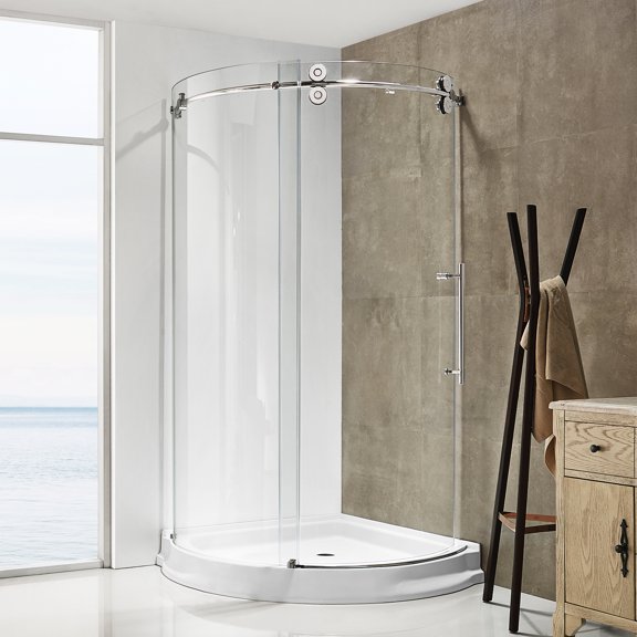 Dreamwerks 40 in. W x 40 in. D x 79 in. H Frameless Sliding Shower Door Enclosure in Chrome