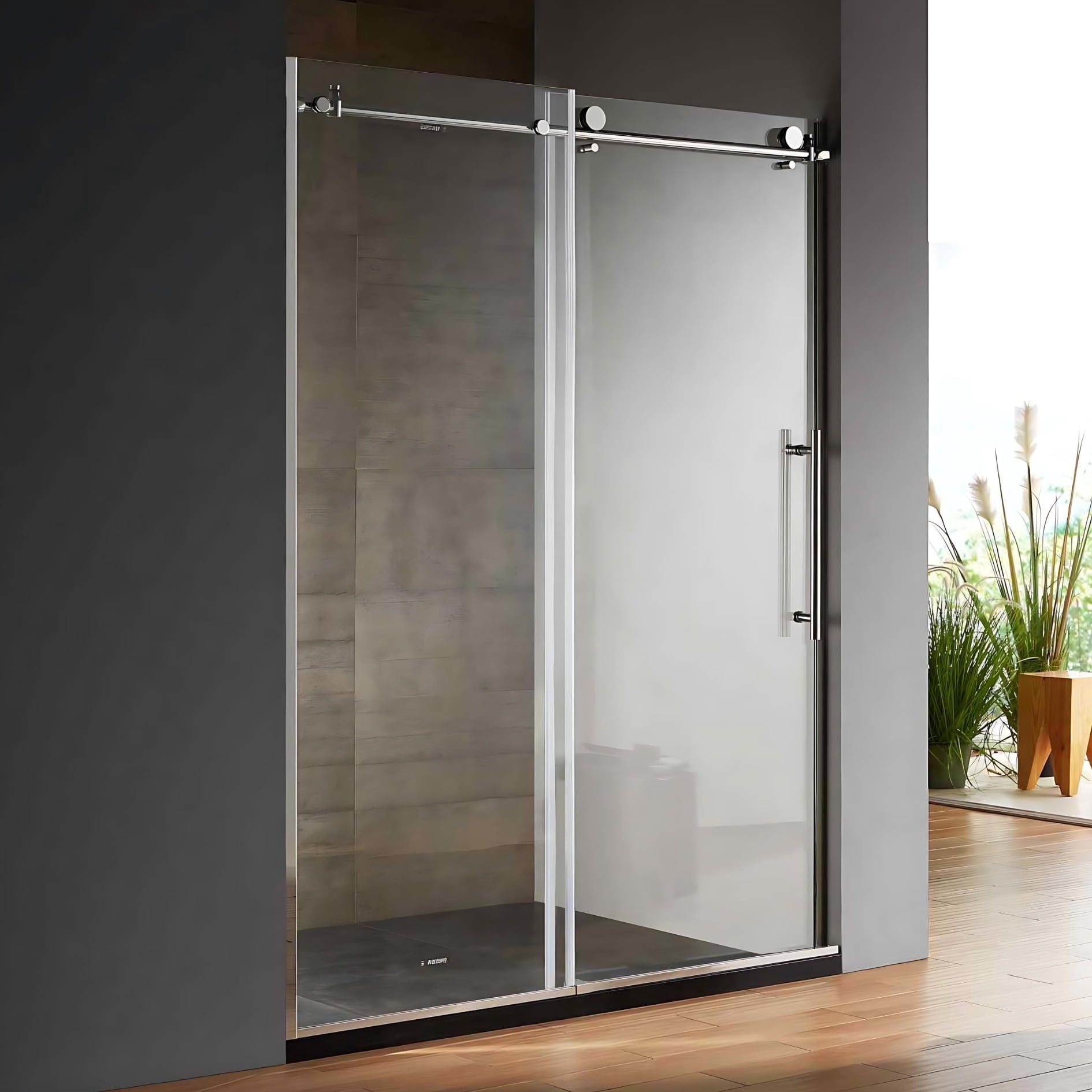 Dreamwerks 48 In. W x 79 In. H Shower Door with Clear Glass in Chrome