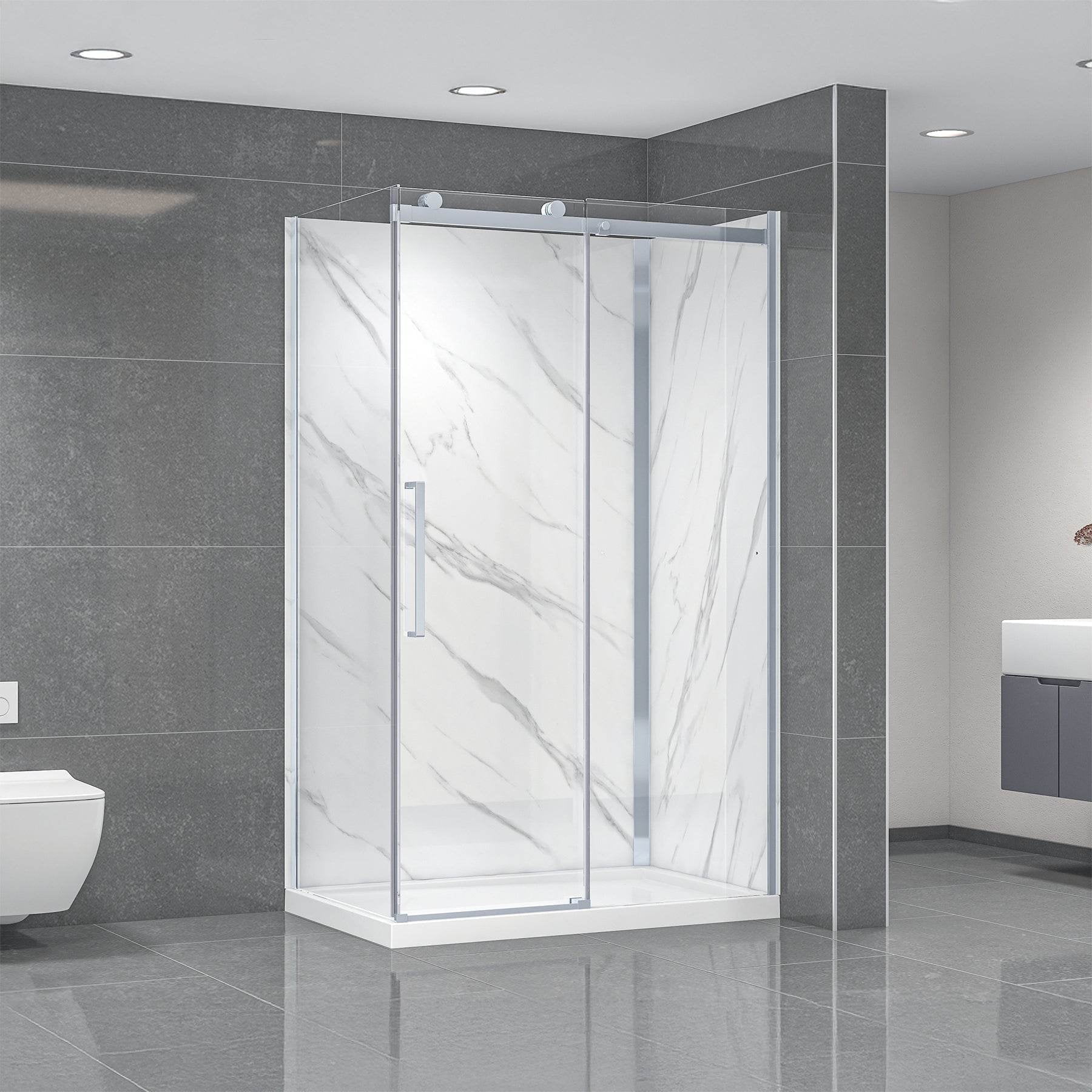Bristol 48" x 32" Chrome Framed Rectangular Shower Kit