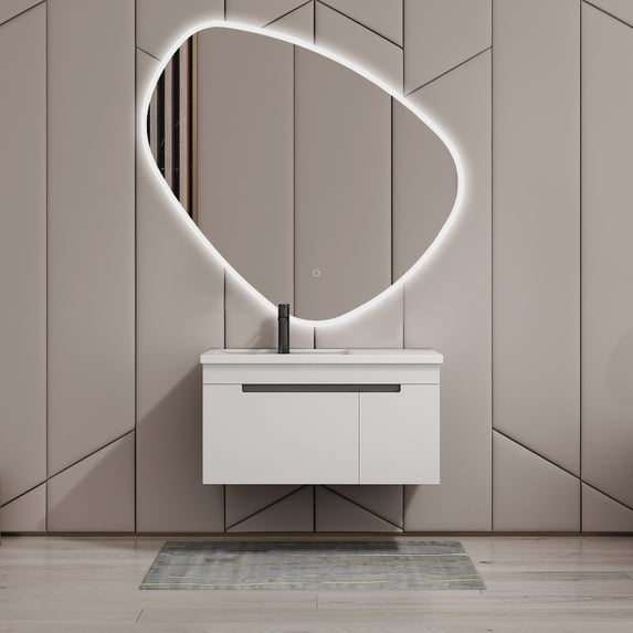 Dreamwerks Eva 40" W x 37.9" H Irregular Shaped LED Lighted Mirror with Dimmer & Defogger