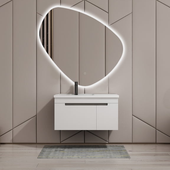 Dreamwerks Eva 40" W x 37.9" H Irregular Shaped LED Lighted Mirror with Dimmer & Defogger