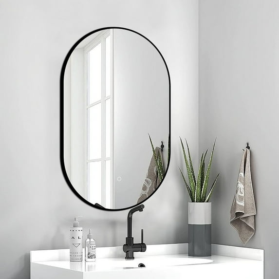 Dreamwerks Olivia 20" W x 32" H LED Lighted Bathroom Mirror with Dimmer & Defogger in Black
