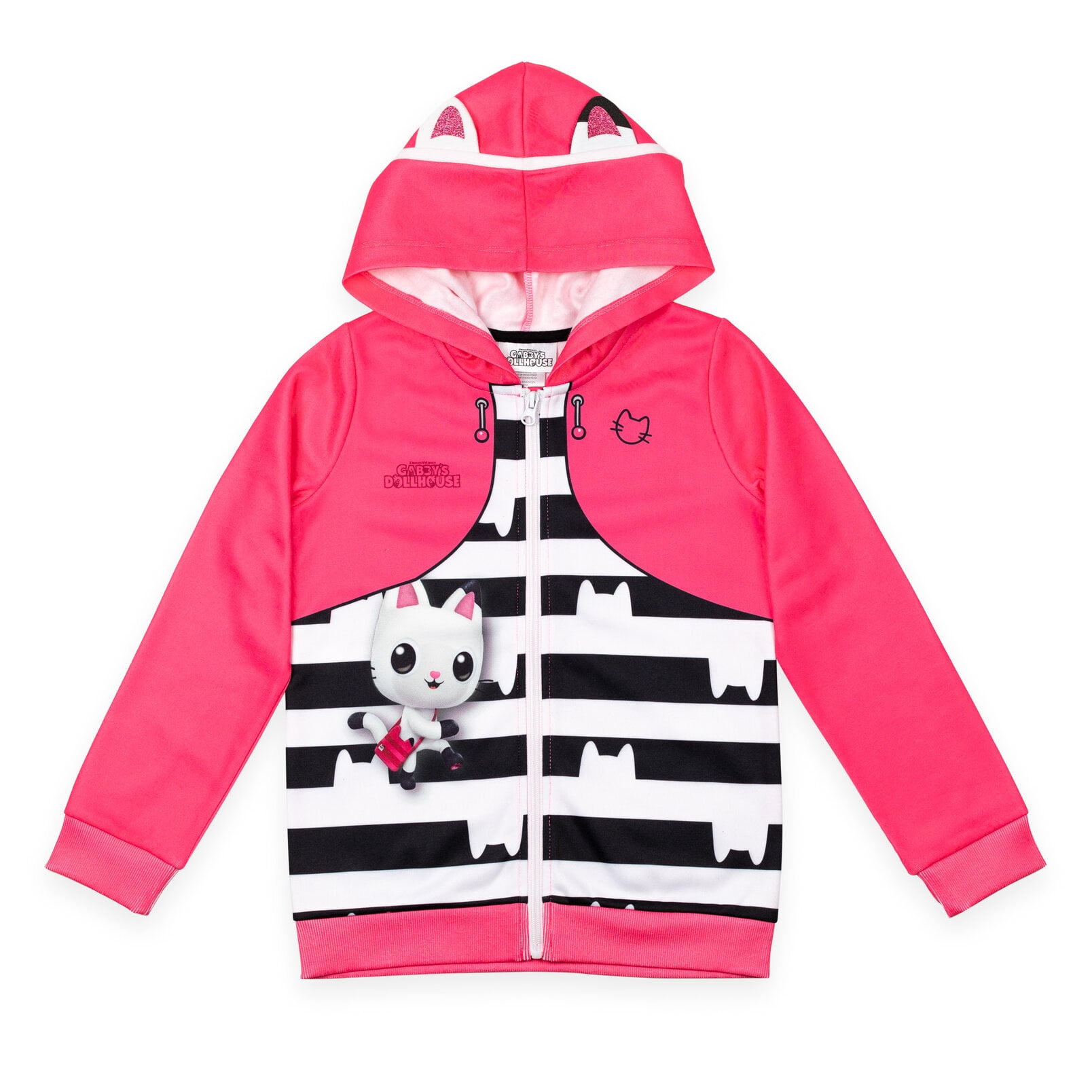 Dreamworks Gabby's Dollhouse Little Girls Zip Up Hoodie Toddler to Big