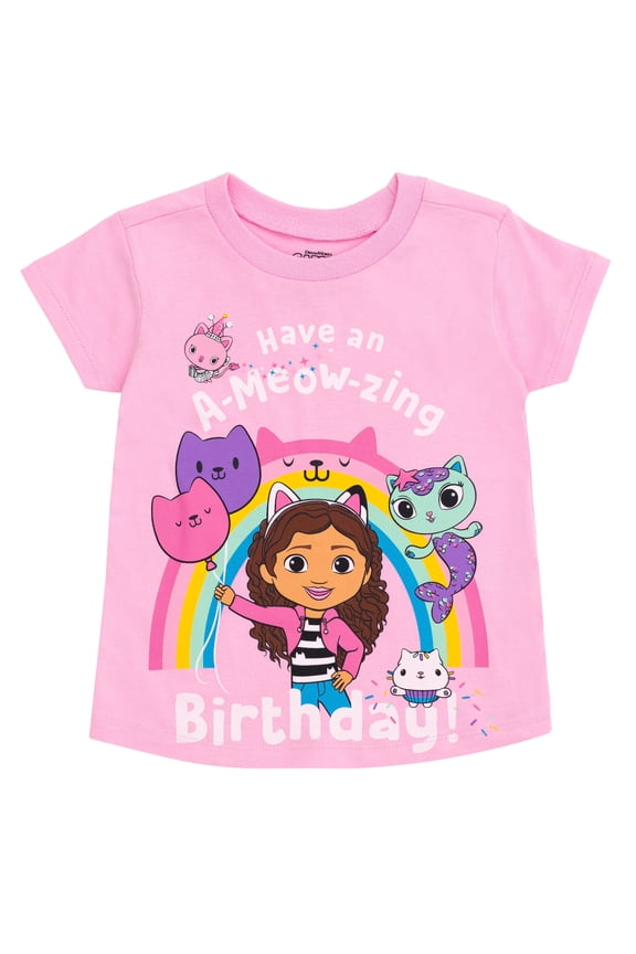 Gabby's Dollhouse MerCat Kitty Fairy Cakey Cat Birthday Toddler Girls T-Shirt Pink 2T