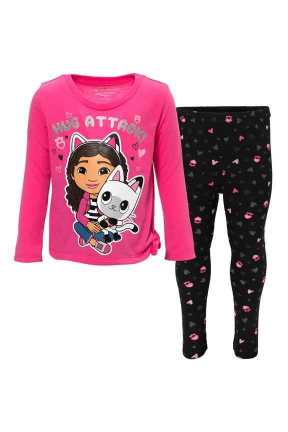 Gabby's Dollhouse Pandy Paws Big Girls T-Shirt and Leggings Outfit Set Toddler to Big Kid
