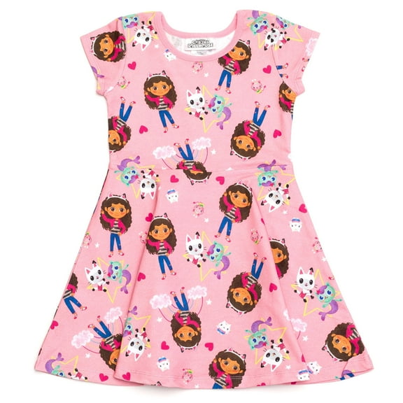 Dreamworks Gabby's Dollhouse Pandy Paws Cakey Cat MerCat French Terry Skater Dress Toddler to Big Kid