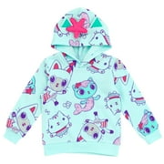 Dreamworks Gabby's Dollhouse Pandy Paws Cakey Cat MerCat Toddler Girls Fleece Pullover Hoodie Blue 2T