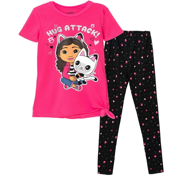 Dreamworks Gabby's Dollhouse Pandy Paws Girls T-Shirt and Leggings Outfit Set Toddler to Big Kid