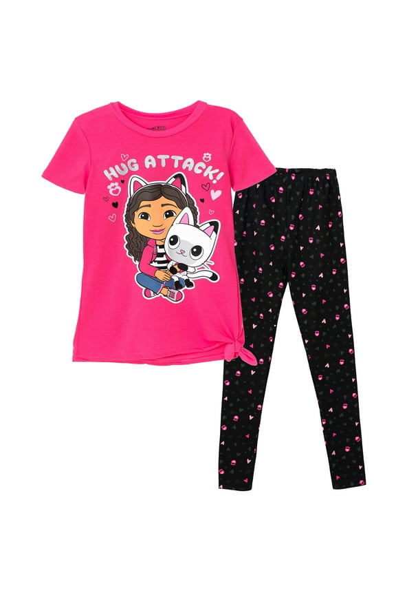 Gabby's Dollhouse Pandy Paws Girls T-Shirt and Leggings Outfit Set Toddler to Big Kid