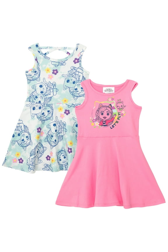 Gabby's Dollhouse Pandy Paws Kitty Fairy Little Girls 2 Pack Dresses Toddler to Big Kid
