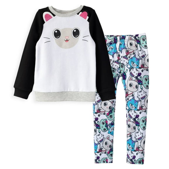 Dreamworks Gabby's Dollhouse Pandy Paws Little Girls Sweatshirt and Leggings Outfit Set Toddler to Big Kid