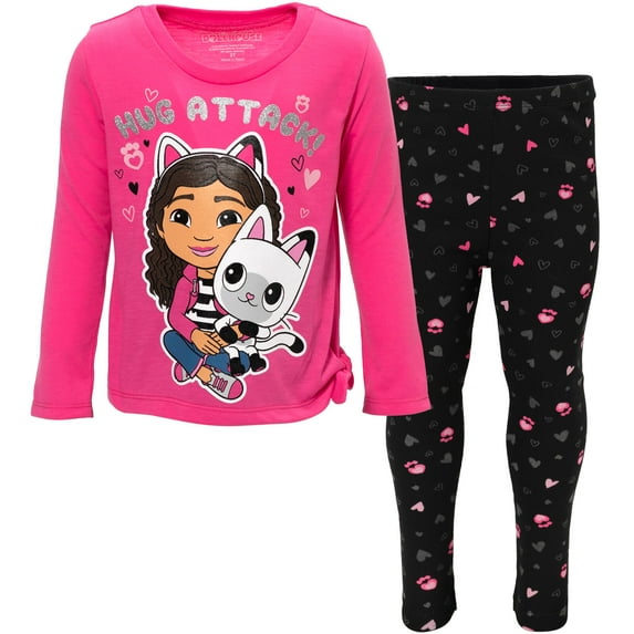Dreamworks Gabby's Dollhouse Pandy Paws Little Girls T-Shirt and Leggings Outfit Set Toddler to Big Kid