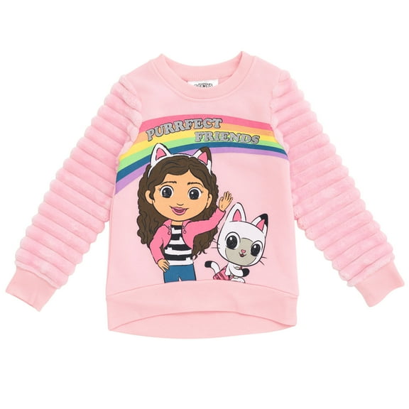 Dreamworks Gabby's Dollhouse Pandy Paws Toddler Girls Fleece Fur Sweatshirt Pink 2T