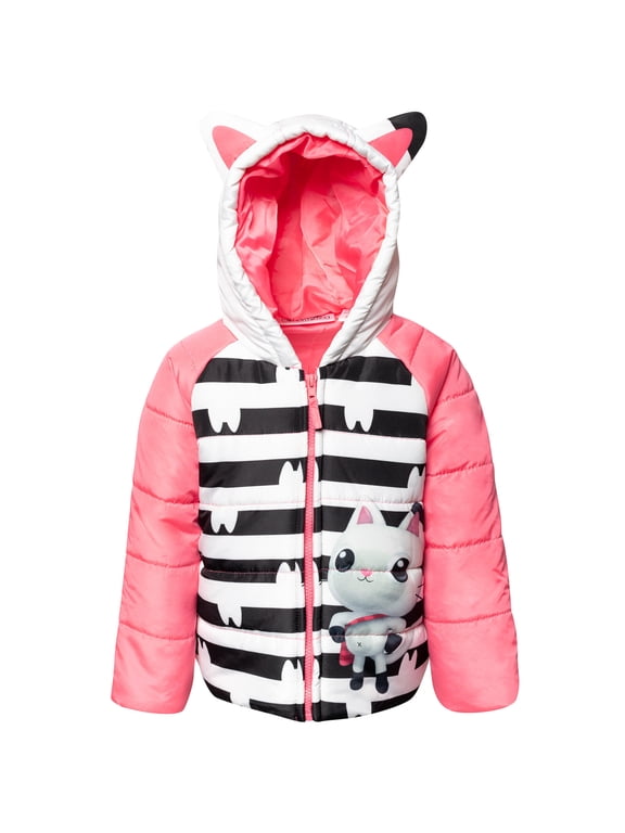 Dreamworks Gabby's Dollhouse Toddler Girls Zip Up Puffer Jacket Toddler to Big Kid