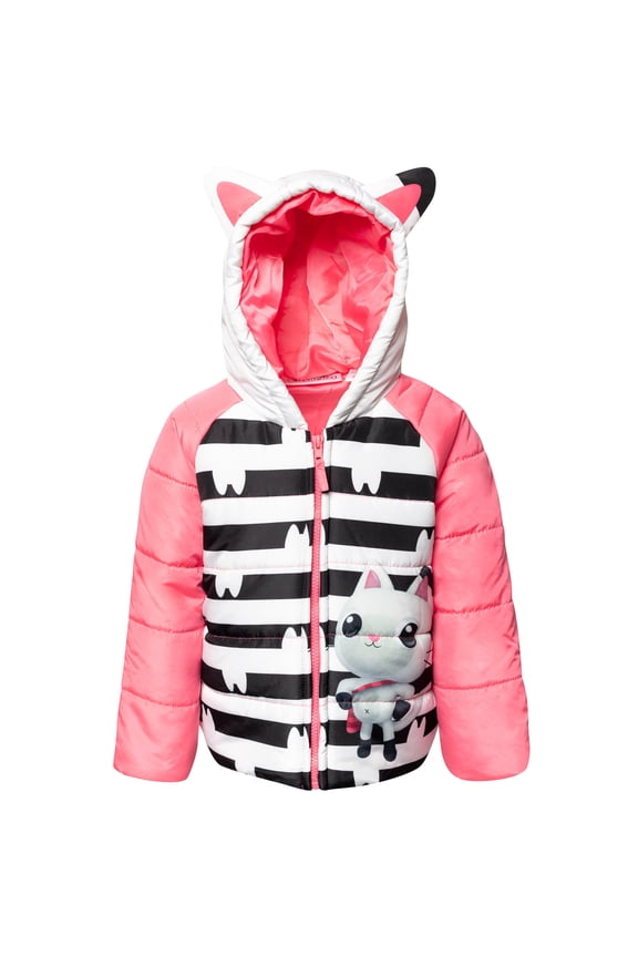 Gabby's Dollhouse Toddler Girls Zip Up Puffer Jacket Toddler to Big Kid