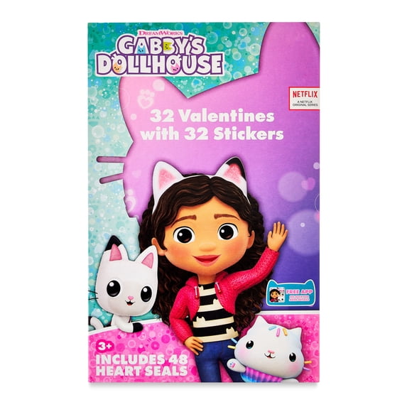 Dreamworks Gabby's Dollhouse Valentine Cards, Kiddie Cards, 32 Count