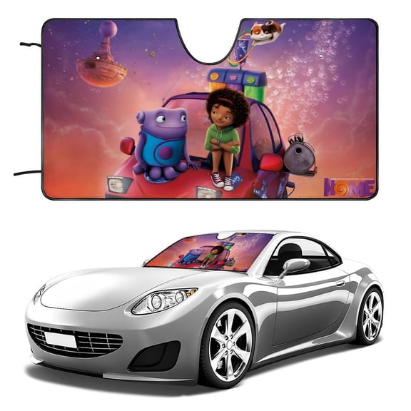 Dreamworks Home-theme Windshield Sun Shade Front Protector Folding Car Sun Visor Blocks Uv Rays Keeps Your Vehicle Cool56in*30in(140cm*76cm)