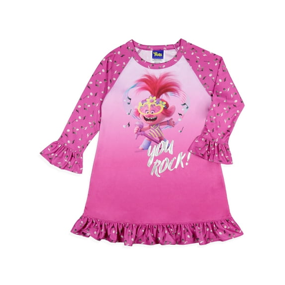 Dreamworks Trolls Toddler Girls' Poppy Rock Sleep Pajama Dress Nightgown