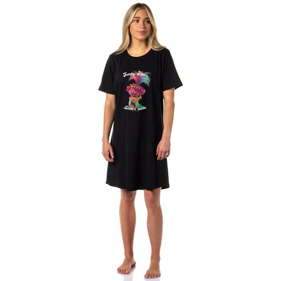 Dreamworks Trolls Women's Poppy Funky Hair Don't Care Nightgown Sleep Pajama