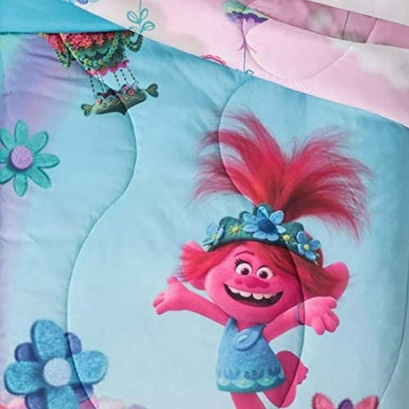 Trolls World Tour Super Soft Twin Reversible Comforter Kids Bedding Aqua