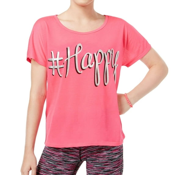 Dreamworks Womens #Happy Graphic T-Shirt, Pink, Juniors, XX-Small