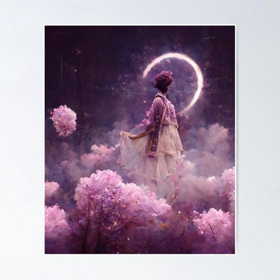 Dreamy Aesthetic Anime Girl Cloud Landscape Sky Art Wall Art Teen Decor, Unframed Poster
