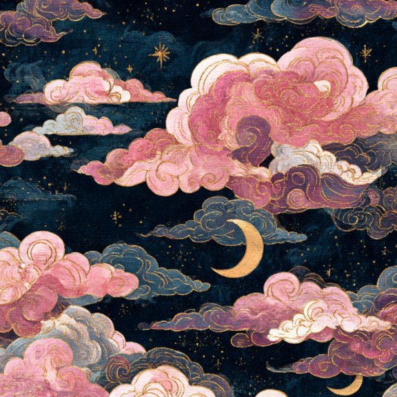 Dreamy Baroque Peel and Stick Wallpaper Tranquil Night Sky Soft Pink Clouds Twinkling Wall Mural 17.7in x 9.8ft Self Adhesive Removable Wall Paper Renter Friendly Wallpaper for Girls Kids Bedroom