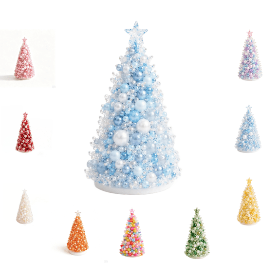 Dreamy Beaded Christmas Tree DIY Kit, Complete and Practical Handmade Ornament Making Set for The Upcoming 2026 Holiday Season (Blue)