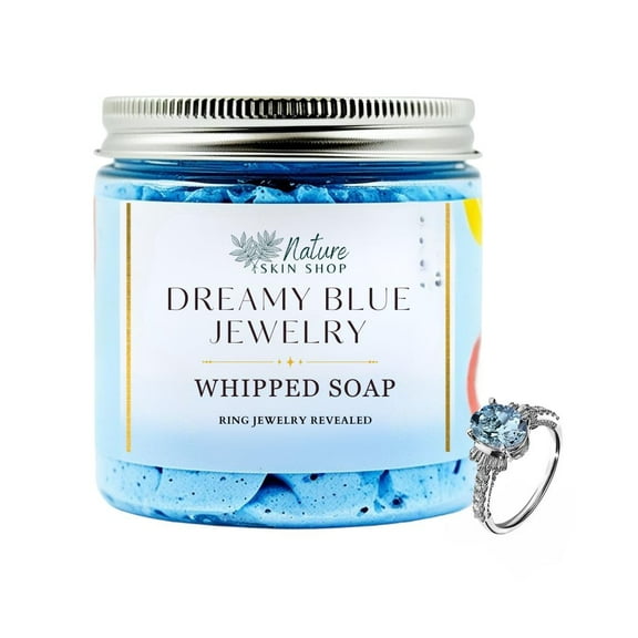 Dreamy Blue Jewelry Whipped Soap, Body Wash, Shower, Bath & Shave Cream, RING REVEAL inside!