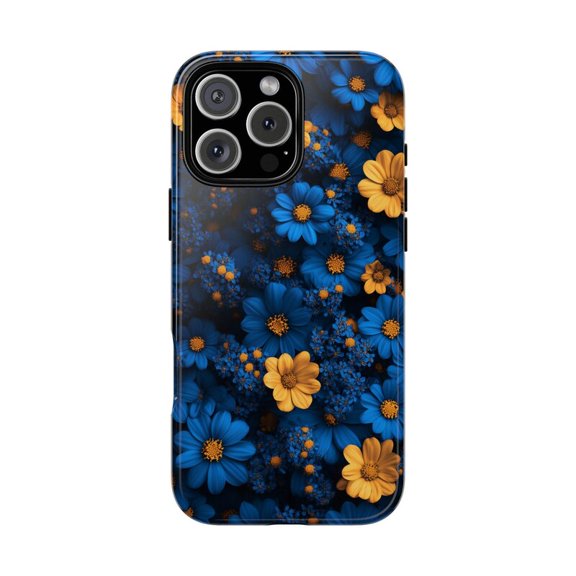 Dreamy Blue Yellow Daisy Floral Phone Case for iPhone 17 16 15 14 13 12 11 Pro Max