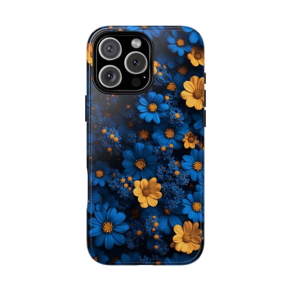 Dreamy Blue Yellow Floral Daisy Flower Nature Inspired Artistic Illustration Phone Case for iPhone 11 12 13 14 15 16 17 Pro Max