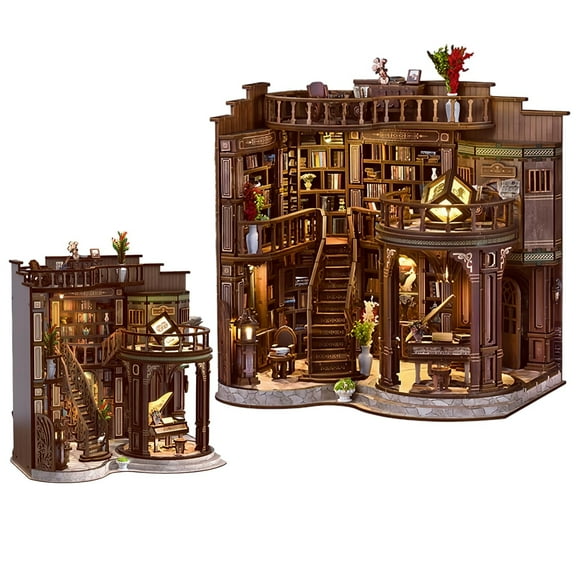 Dreamy Book Hall Assembly Kit Retro Library Model High Difficulty 888 Piece 3D Puzzle for Adult Craft Hobby