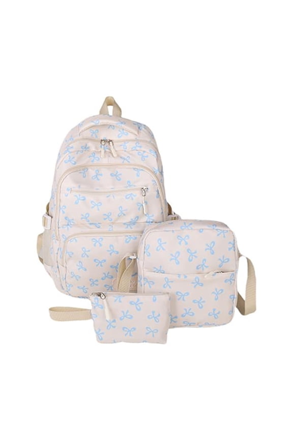 Dreamy Bow Backpack for Women with Handbag and Shoulder Bag, Coquette Bow Backpack - Cute Comfy Everyday Essential Set (Blue)