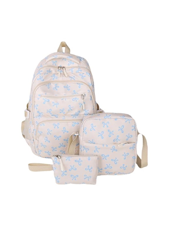 Dreamy Bow Backpack for Women with Handbag and Shoulder Bag, Coquette Bow Backpack - Cute Comfy Everyday Essential Set (Blue)