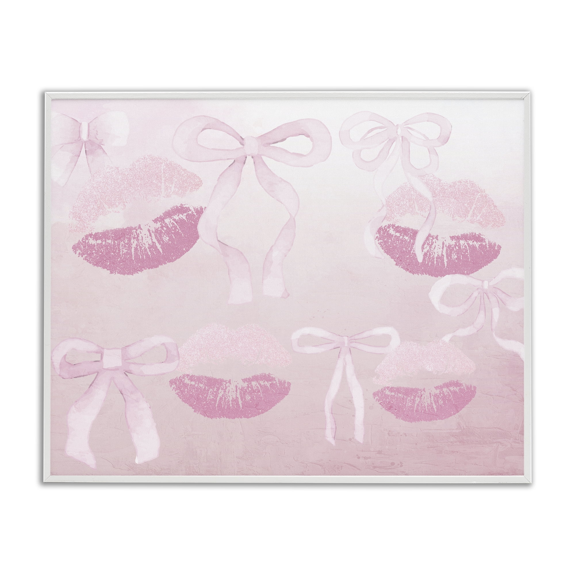 Dreamy Bows & Lips White Framed Giclee Art, design by Kim Allen