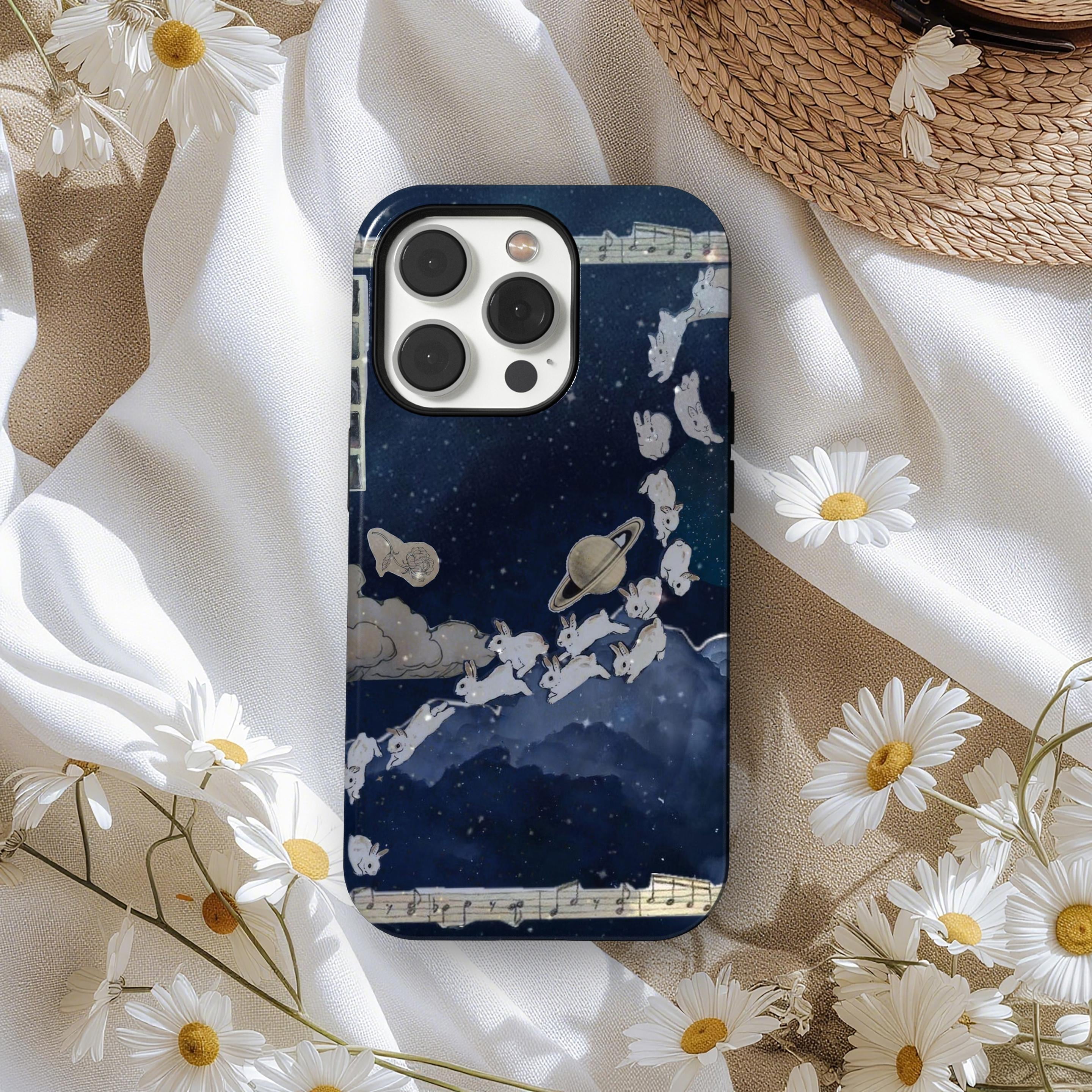 Dreamy Bunny Galaxy Night Sky Star Rabbit Phone Case for iPhone 17 16 ...