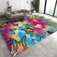 thumbnail image 1 of Dreamy Butterfly Rug for Room, Blue Yellow Butterfly Pattern Print on Colorful Tie-Dyed Texture Backdrop Non Slip Rug, Soft Comfy Foldable Washable Area Rug for Bedroom 2ft x 3ft, 1 of 6