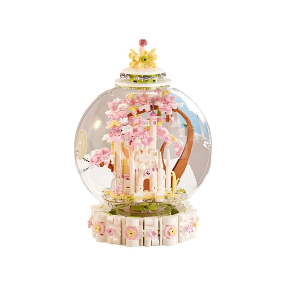 Dreamy Castle Building Block Set with Dust Cover, 700+Pcs Fairy Tale Princess Castle Model Kit, Romantic Desktop Keepsake Decor